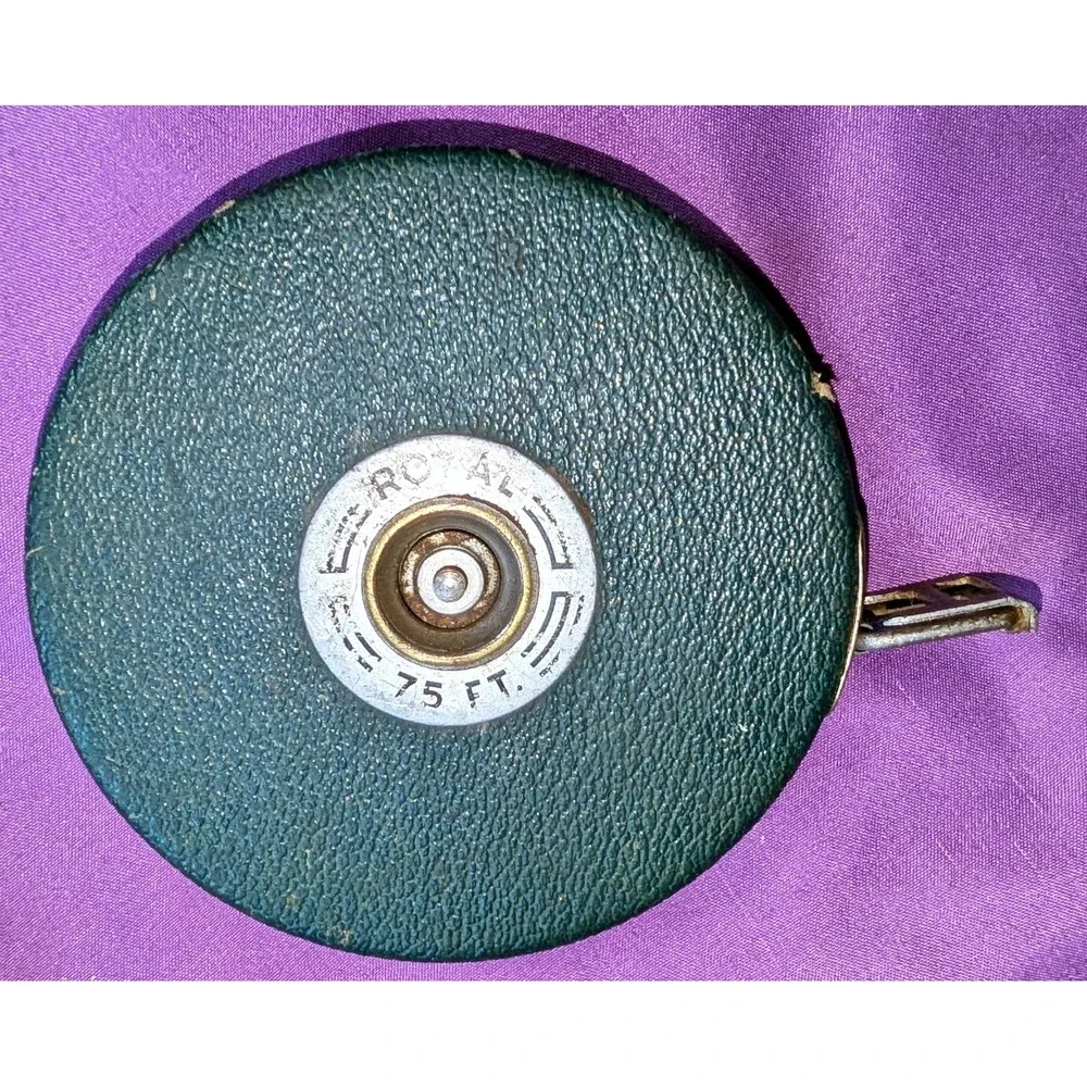 Vtg Lufkin Ni-Clad 75ft Royal Steel Tape Measure Saginaw Mi Green